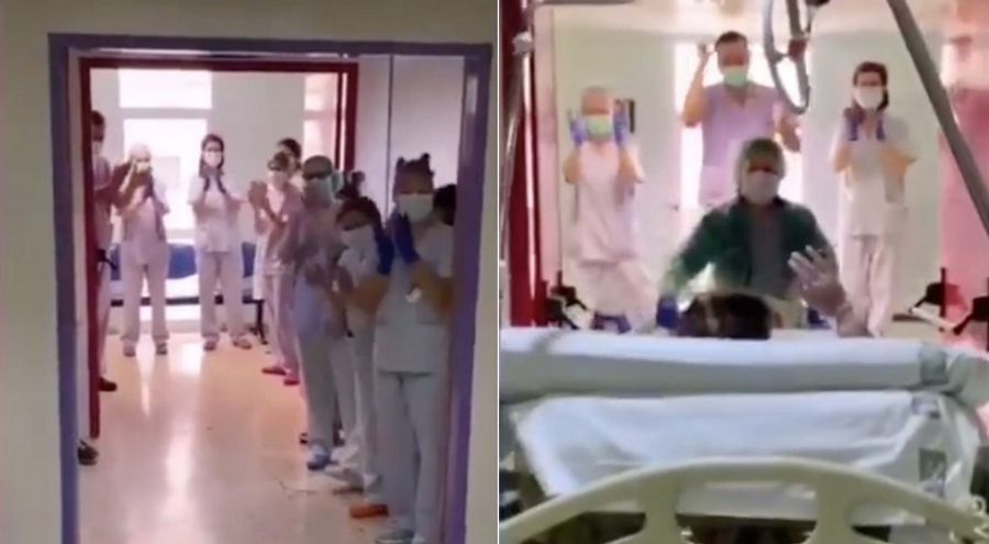 Espanha: Médicos e enfermeiros aplaudem doente que deixou os cuidados intensivos