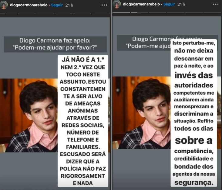 Vítima de ameaças, Diogo Carmona revolta-se contra as autoridades: &#8220;Menosprezam a situação&#8230;&#8221;