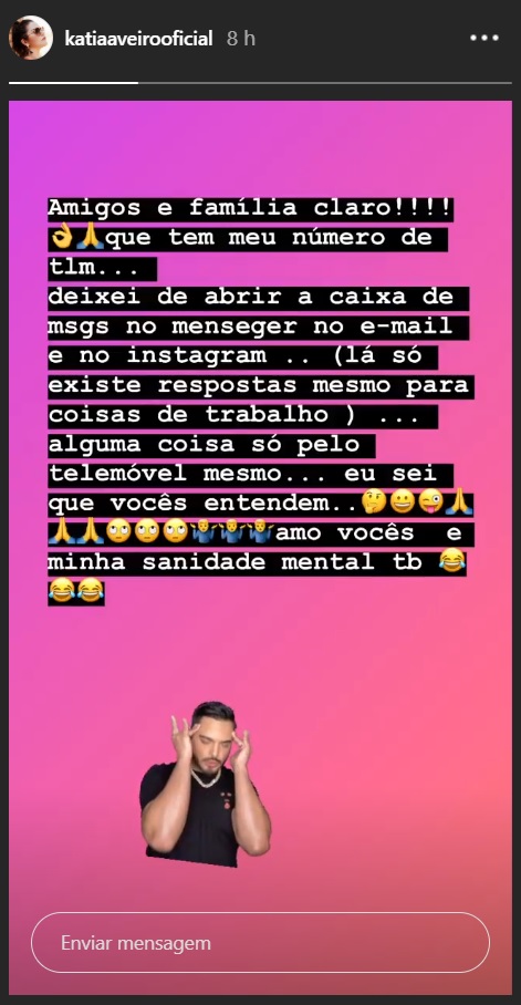 Kátia Aveiro deixa de responder nas redes sociais aos fãs: &#8220;Amo a minha sanidade mental&#8230;&#8221;