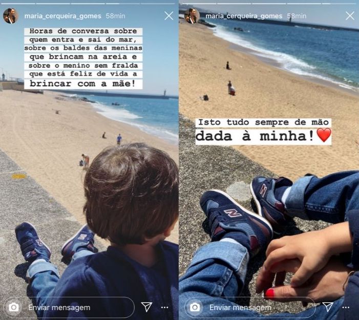 Na praia, Maria Cerqueira Gomes revela &#8220;longa&#8221; conversa com o filho de dois anos