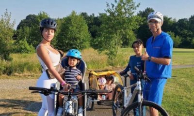 Cristiano Ronaldo &#8216;junta&#8217; família para passeio de bicicleta ao ar livre