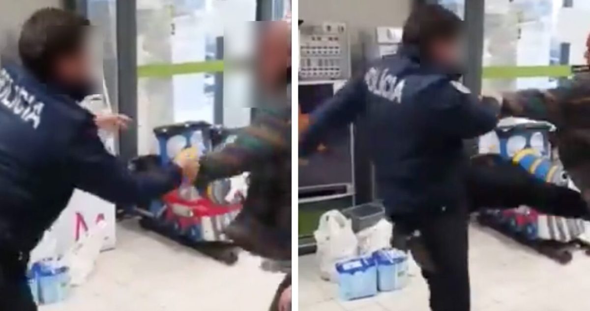 Video mostra detenção de homem após discussão em supermercado