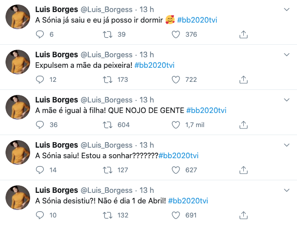 Luís Borges comenta desistência de Sónia: &#8220;Desistiu porque não ia aguentar sair com 90%&#8221;