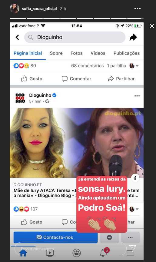 Big Brother: Após críticas a Teresa, Sofia Sousa arrasa mãe de Iury