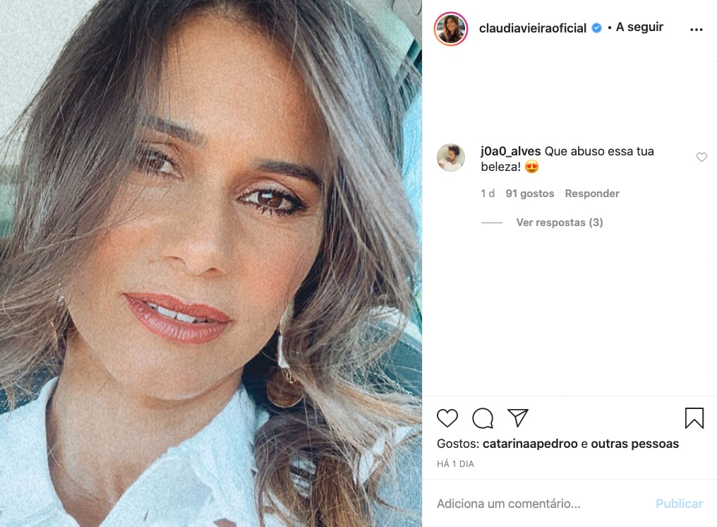 João Alves &#8216;não resiste&#8217; e reage a nova foto de Cláudia Vieira: &#8220;Que abuso essa tua beleza&#8221;