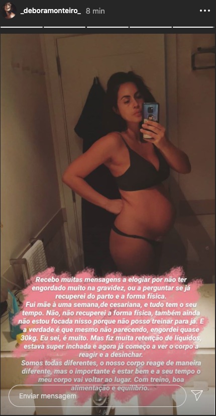 Uma semana após dar à luz gémeas, Débora Monteiro mostra corpo pós-parto: &#8220;Tudo tem o seu tempo&#8221;