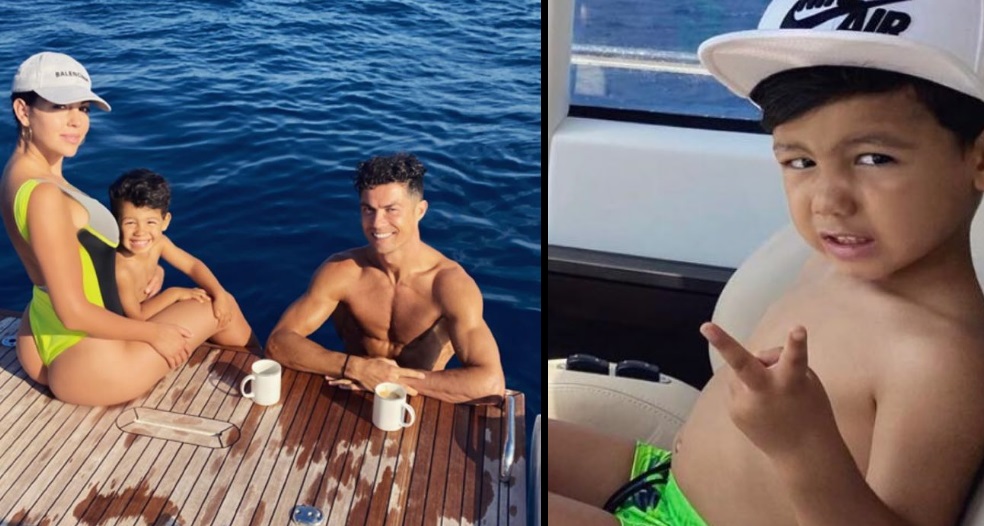 Irresistível! Mateo espalha charme em passeio de barco com Cristiano Ronaldo e Georgina