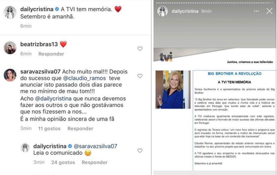 Cristina Ferreira criticada após anunciar Teresa Guilherme no &#8220;Big Brother&#8221;: &#8220;De mau tom&#8230;&#8221;