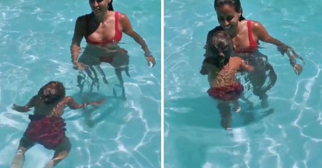 Video: Carolina Patrocínio ensina a filha a nadar &#8220;à cão&#8221;: &#8220;Um dos meus talentos secretos&#8221;