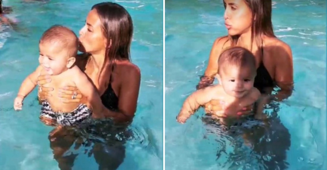 Video: Carolina Patrocínio mostra &#8220;êxtase&#8221; do filho recém-nascido na piscina
