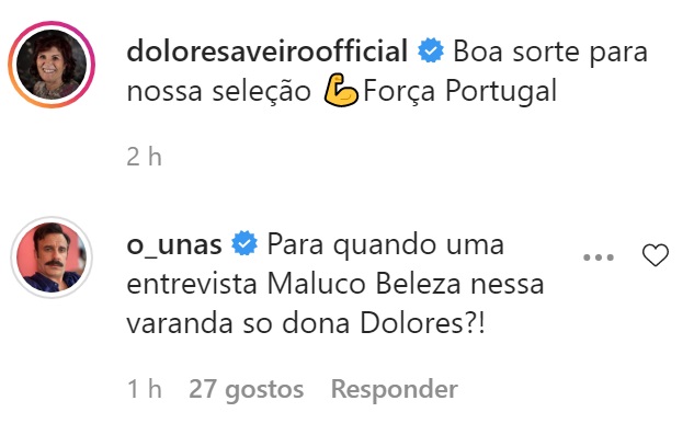 Rui Unas faz convite a Dolores Aveiro nas redes sociais: &#8220;Para quando&#8230; sô dona Dolores?!&#8221;