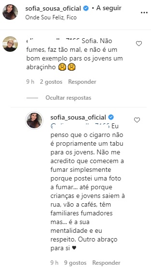 Acusada de ser mau exemplo, Sofia Sousa responde à letra: &#8220;É a sua mentalidade!&#8221;