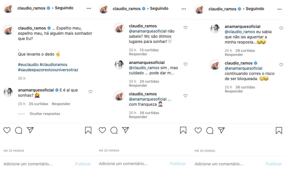 Cláudio Ramos revela foto em WC e Ana Marques reage: &#8220;Cuidado, pode dar m&#8230;.&#8221;