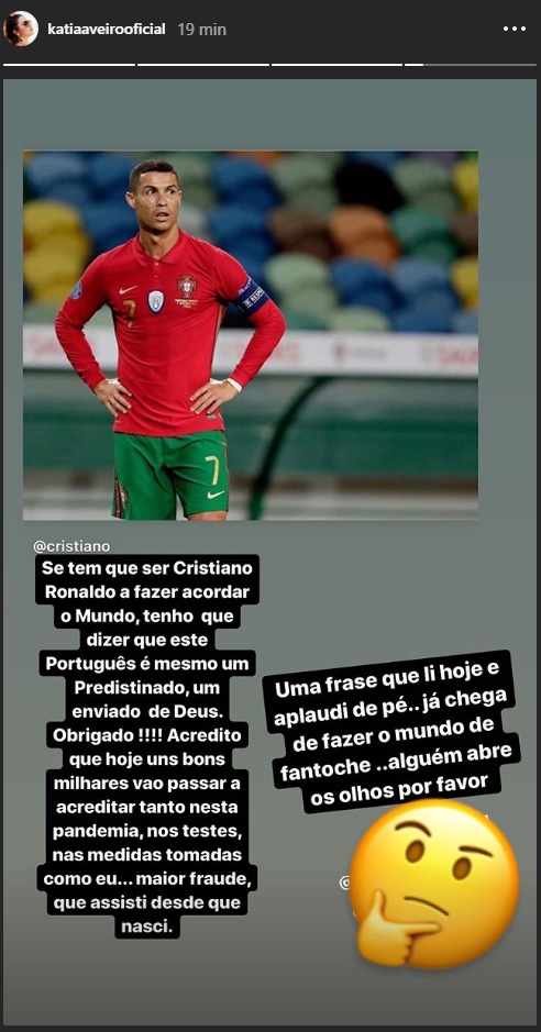 Katia Aveiro sobre Cristiano Ronaldo e o Covid-19: &#8220;Maior fraude que assisti!&#8221;