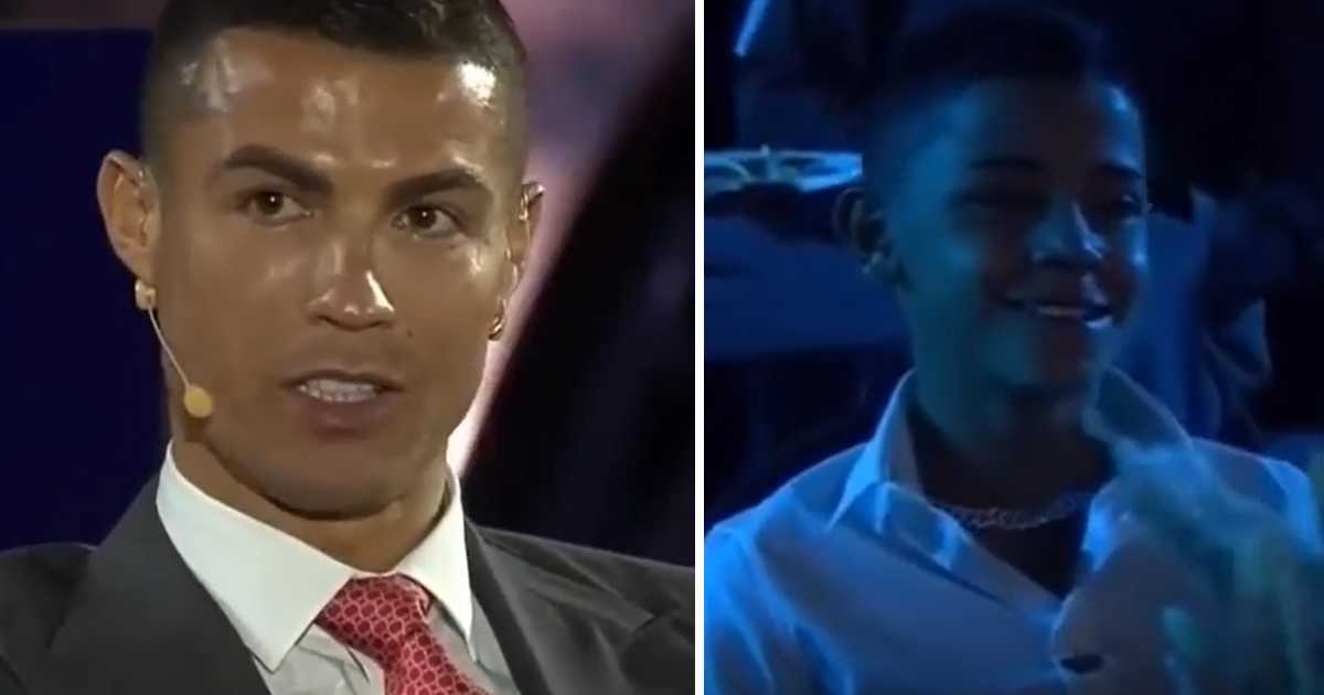Video: Cristiano Ronaldo &#8220;puxa as orelhas&#8221; a Cristianinho em direto: &#8220;Fico danado&#8230;&#8221;