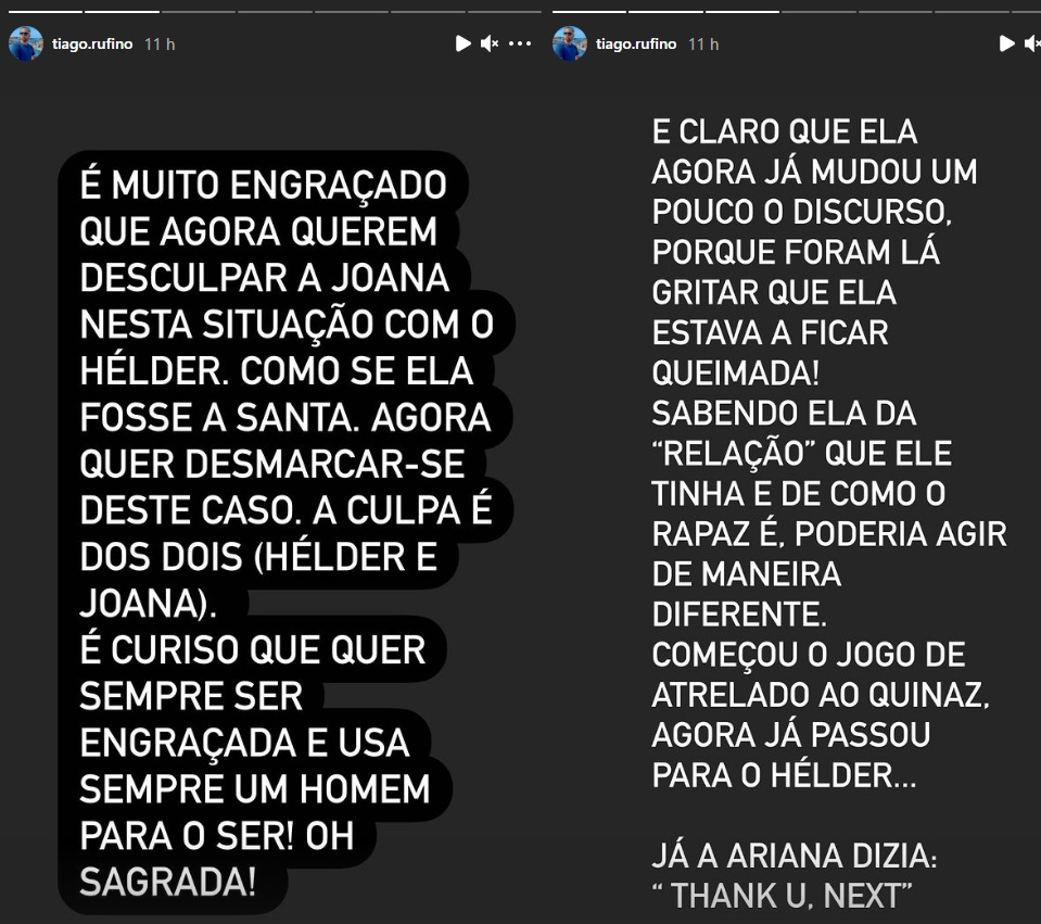 Tiago Rufino critica Teresa Guilherme e compara: &#8220;No caso da Zena/Renato, só faltou chamá-la de p**a&#8221;