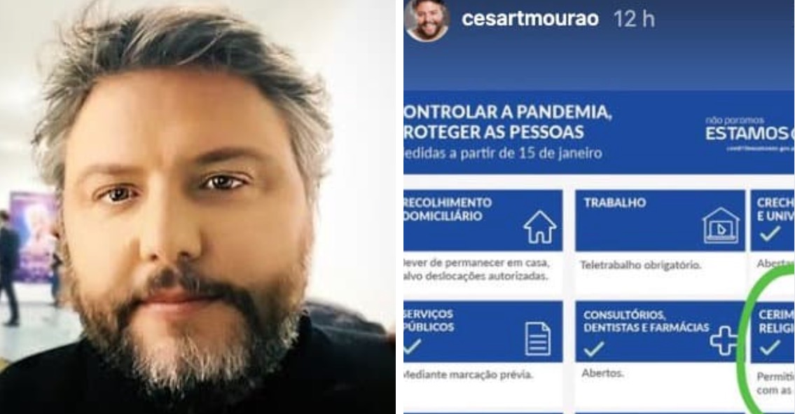 Revoltado, César Mourão reage a medidas do novo confinamento: &#8220;Vergonhoso&#8230;&#8221;