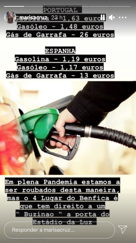 Marisa Cruz indignada com preço dos combustíveis: &#8220;Em pandemia[&#8230;]a ser roubados desta maneira&#8221;