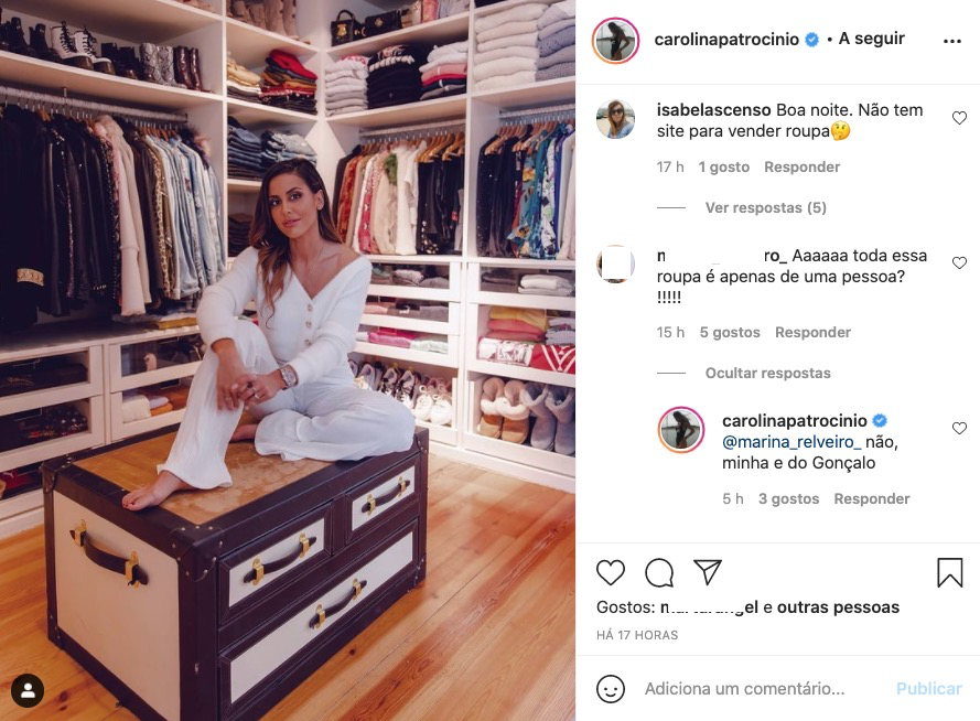 Carolina Patrocínio mostra closet e fã questiona: &#8220;Toda essa roupa é apenas de uma pessoa?&#8221;