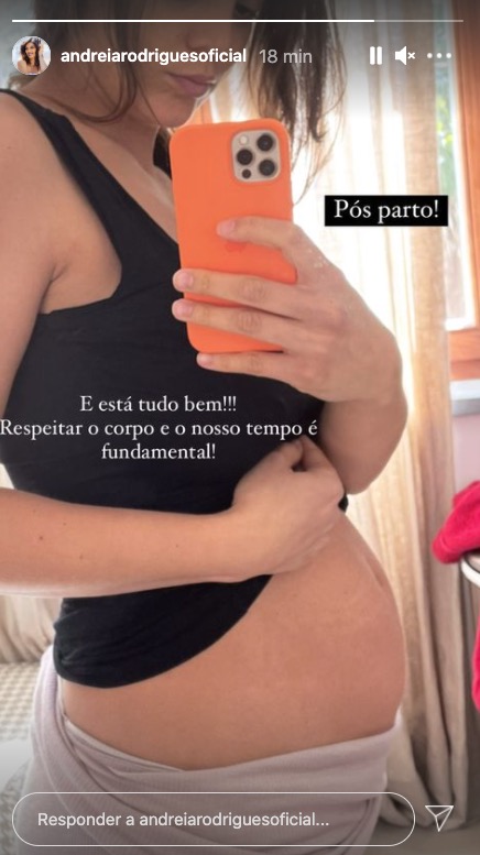Andreia Rodrigues mostra barriga pós-parto e reflete: &#8220;Respeitar o corpo é fundamental&#8230;&#8221;