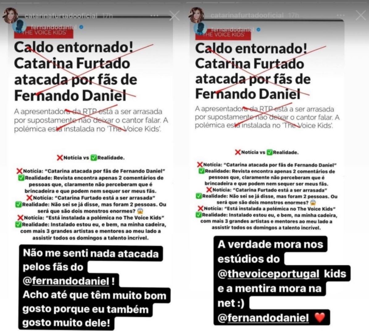 Atacada por fãs de Fernando Daniel? Catarina Furtado reage: &#8220;A mentira mora na net&#8230;&#8221;