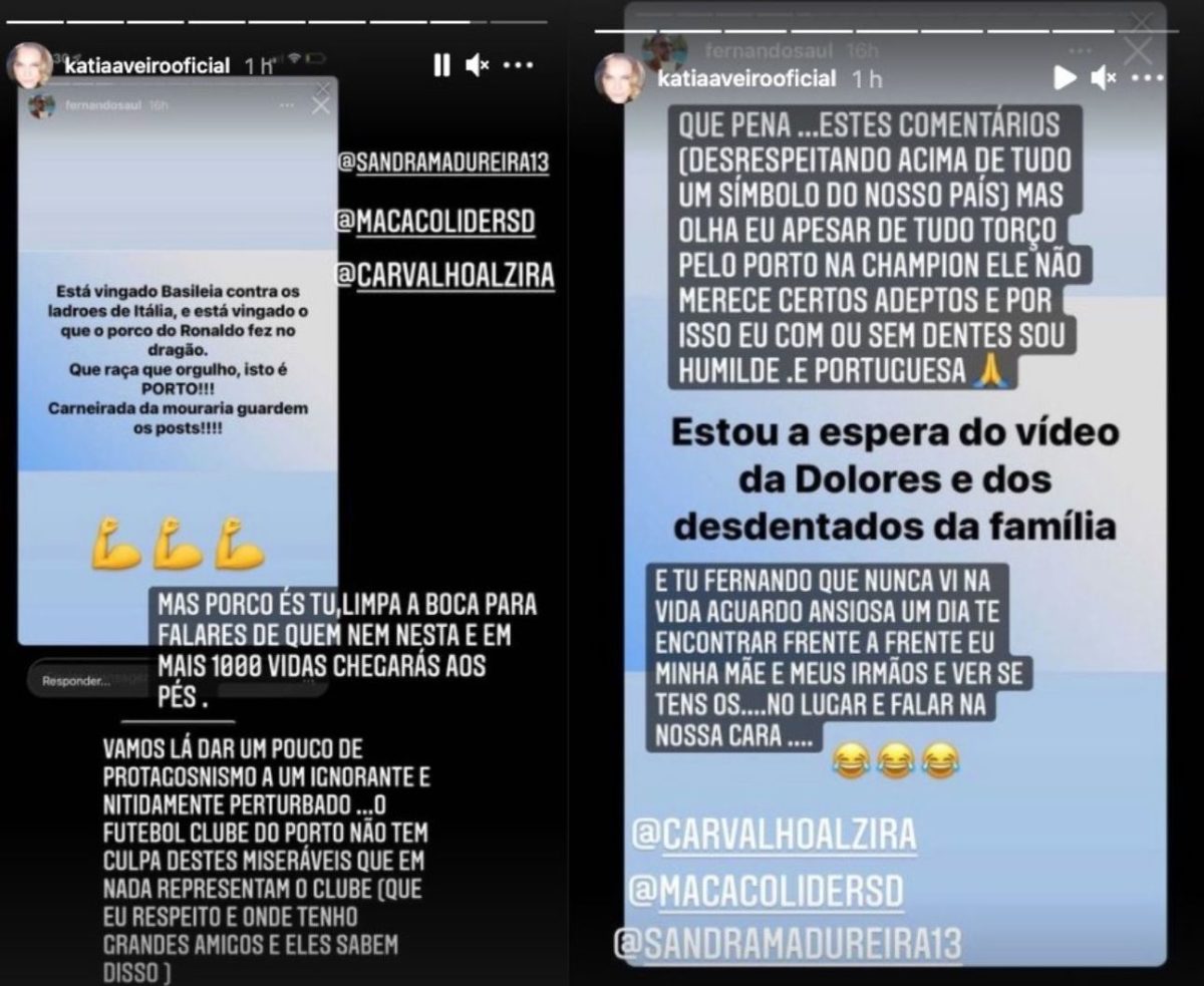 Katia Aveiro &#8216;desanca&#8217; speaker do Porto após insultos a Cristiano Ronaldo: &#8220;Porco és tu! Limpa a boca&#8221;