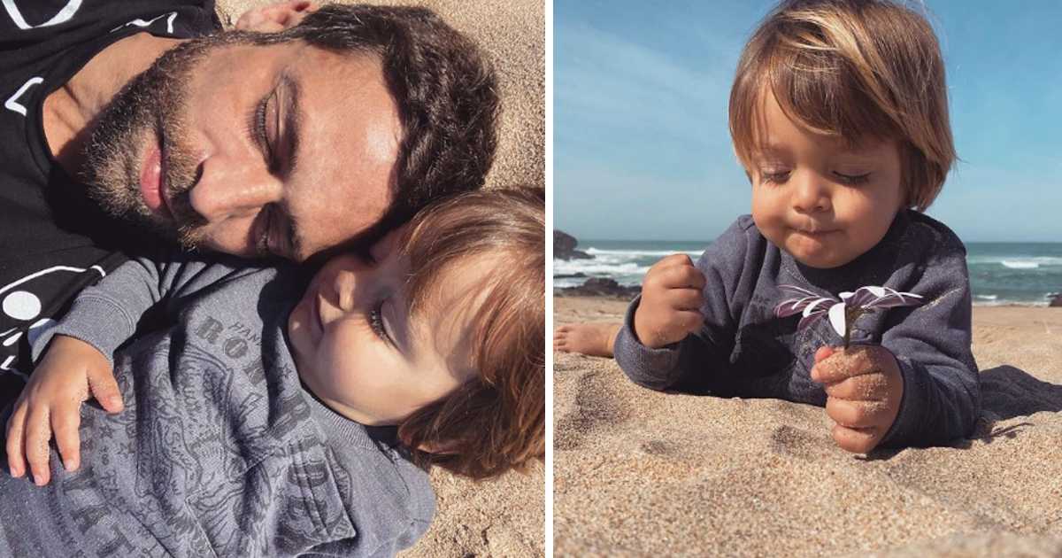 Diogo Amaral revela passeio na praia com Oliver e derrete seguidores: &#8220;Sim, está a comer areia&#8230;&#8221;