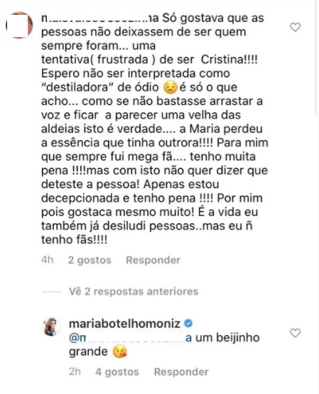 Maria Botelho Moniz responde a crítica: &#8220;Uma tentativa (frustrada) de ser Cristina&#8230;&#8221;