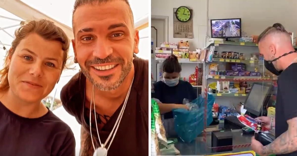 De férias, Bruno Savate visita Noélia e faz compras na sua mercearia: &#8220;Melhor supermercado&#8230;&#8221;