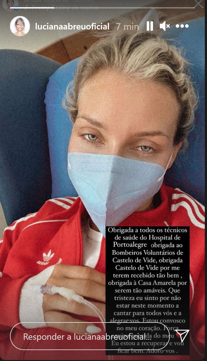 Luciana Abreu falha &#8220;Domingão&#8221; e mostra-se no hospital: &#8220;Estou a recuperar bem&#8230;&#8221;