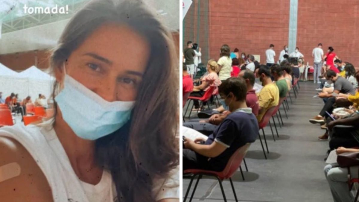 Cláudia Vieira é vacinada contra a Covid-19 e &#8216;aplaude&#8217;: &#8220;Bela organização&#8221;