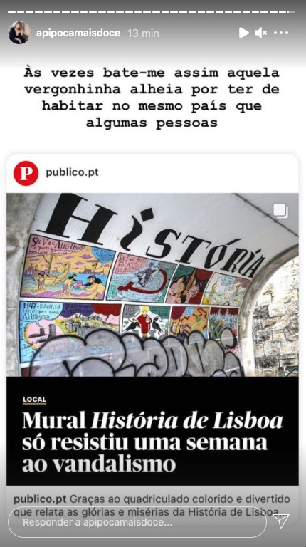 &#8216;Pipoca Mais Doce&#8217; sobre ato de vandalismo em Lisboa: &#8220;Aquela vergonhinha alheia&#8230;&#8221;