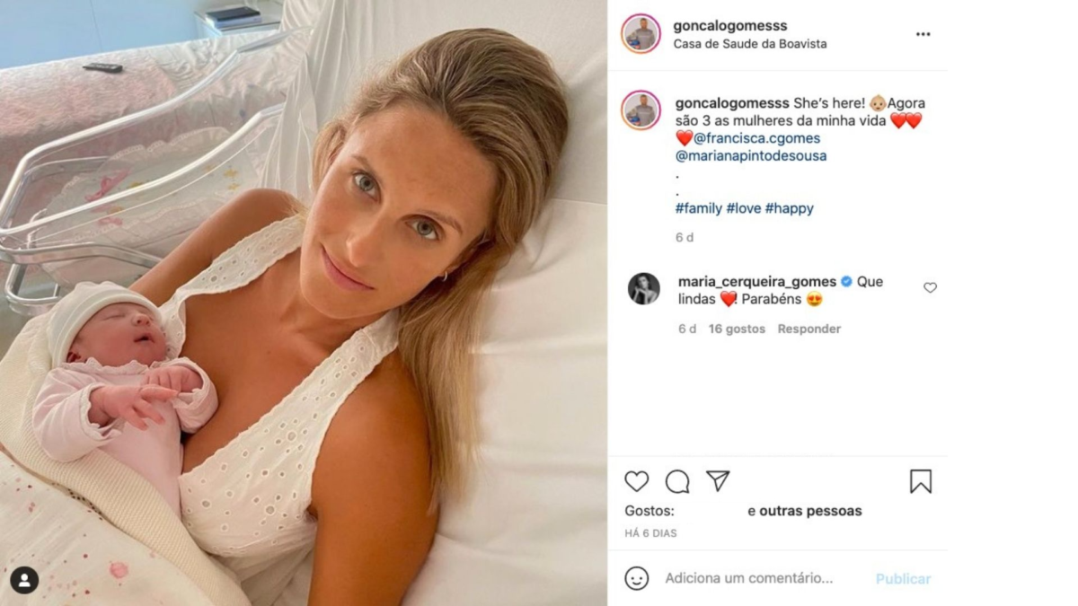 Maria Cerqueira Gomes reage ao nascimento da filha do ex- Gonçalo Gomes