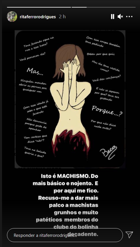 Rita Ferro Rodrigues indignada: &#8220;Isto é machismo, do mais nojento e básico&#8230;&#8221;