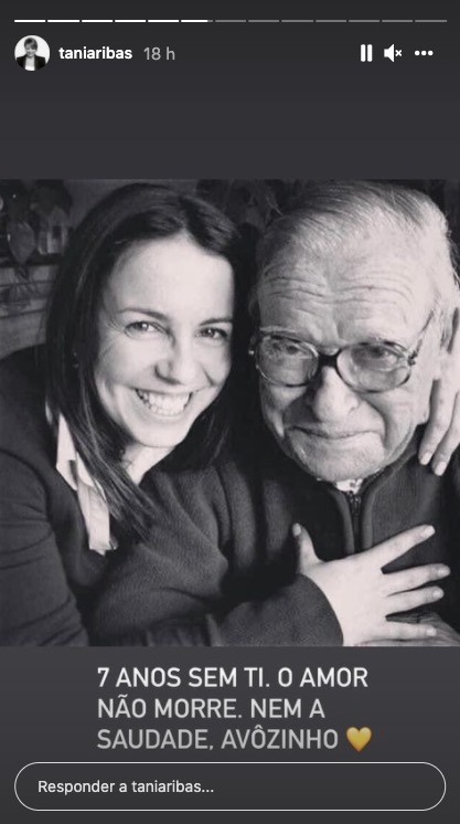 Tânia Ribas de Oliveira presta homenagem ao avô: &#8220;7 anos sem ti. O amor não morre&#8221;
