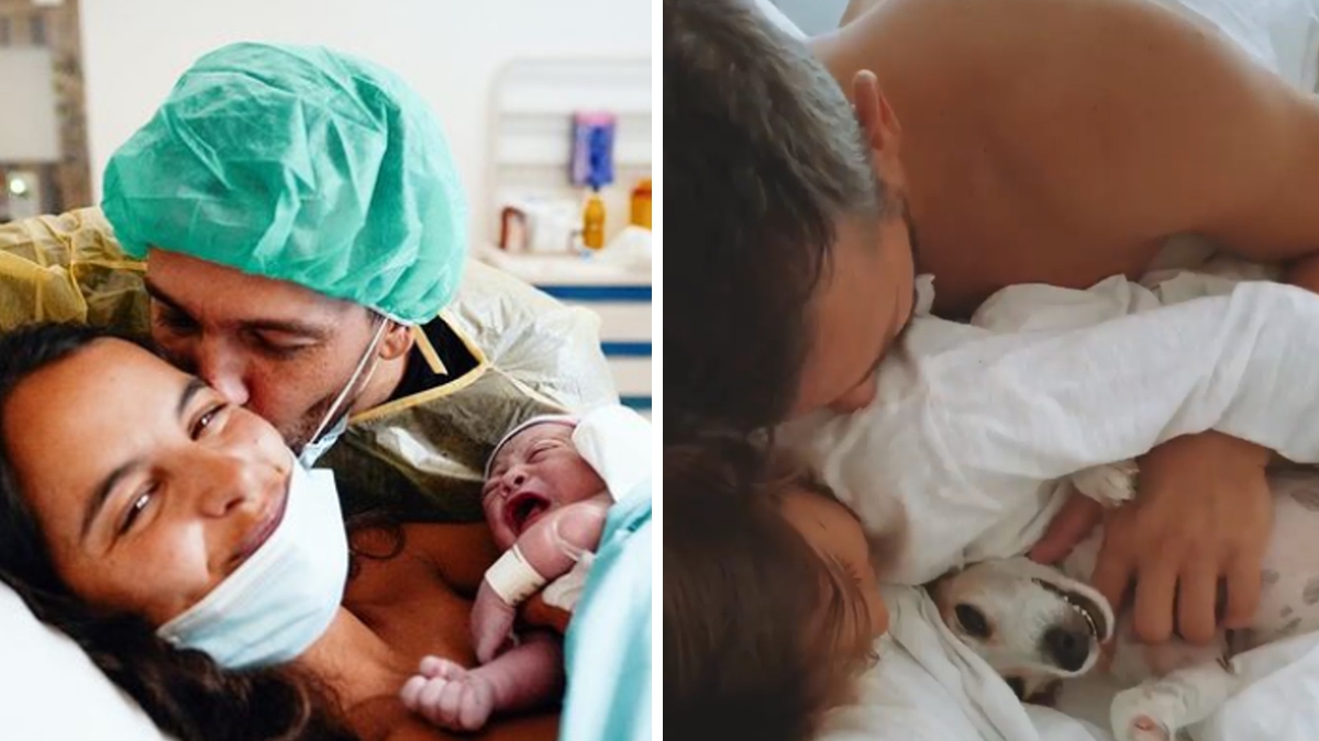 Após ser pai, Pedro Teixeira mostra família completa na cama: &#8220;Amor&#8230;&#8221;