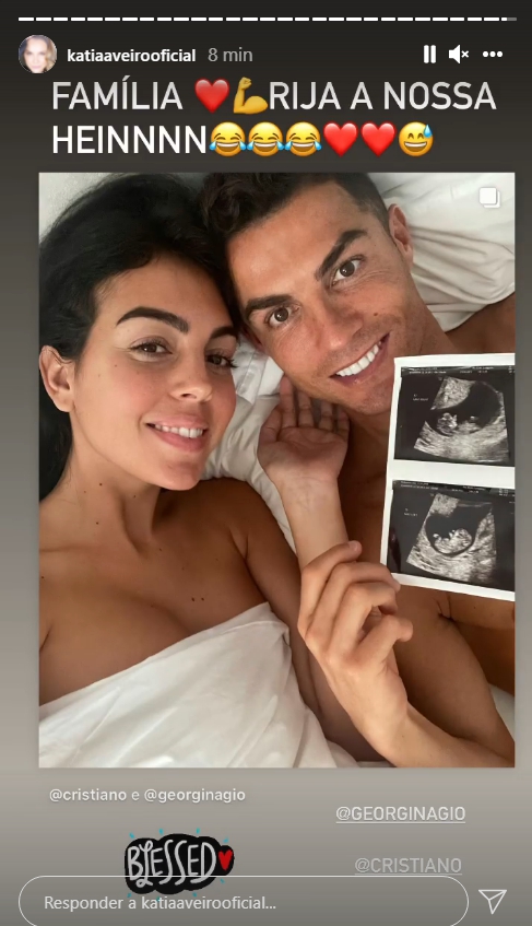 Kátia Aveiro reage à &#8216;dupla&#8217; gravidez de Georgina e Ronaldo com frase peculiar: &#8220;Família rija&#8230;&#8221;