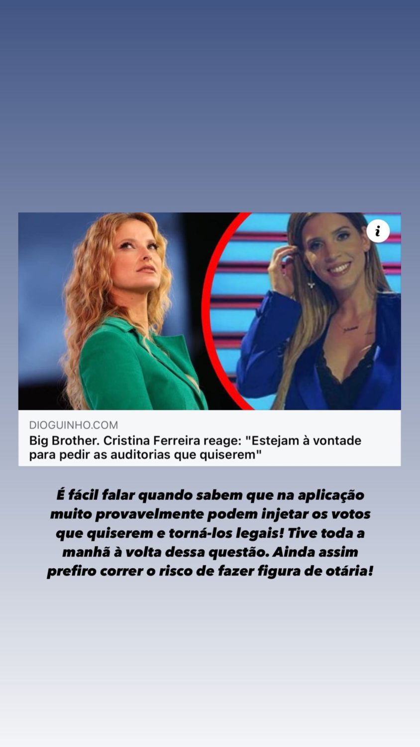 Cristina Ferreira reage à polémica e leva &#8216;estoiro&#8217; de Vânia Sá: &#8220;Estejam à vontade para pedir as auditorias que quiserem&#8230;&#8221;