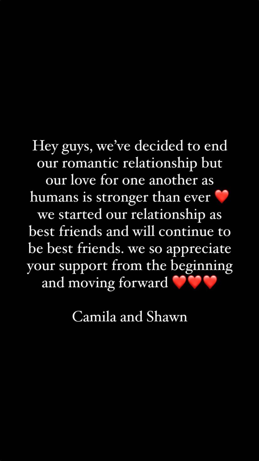 Shawn Mendes e Camila Cabello anunciam separação: &#8220;Decidimos terminar&#8230;&#8221;