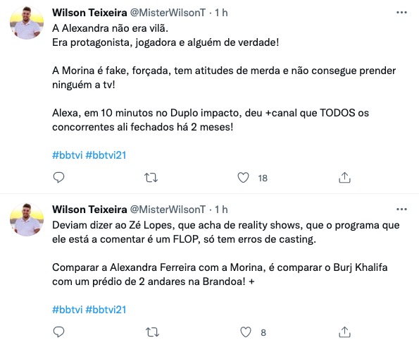 Wilson Teixeira reage a &#8216;comparação&#8217; de Zé Lopes e atira: &#8220;A Alexandra não era vilã&#8230;&#8221;