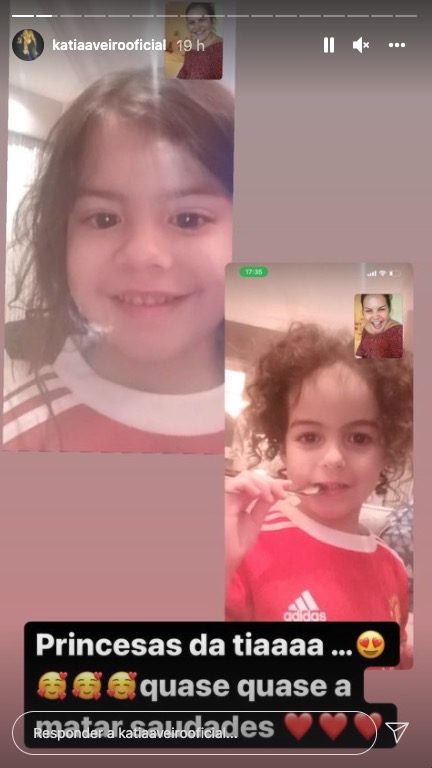 Katia Aveiro mostra videochamada com as sobrinhas: &#8220;Quase quase a matar saudades&#8221;