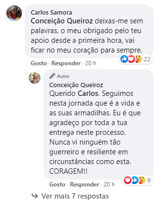 Primo de Rogério Samora reage à mensagem de Conceição Queiroz: &#8220;Deixas-me sem palavras&#8230;&#8221;