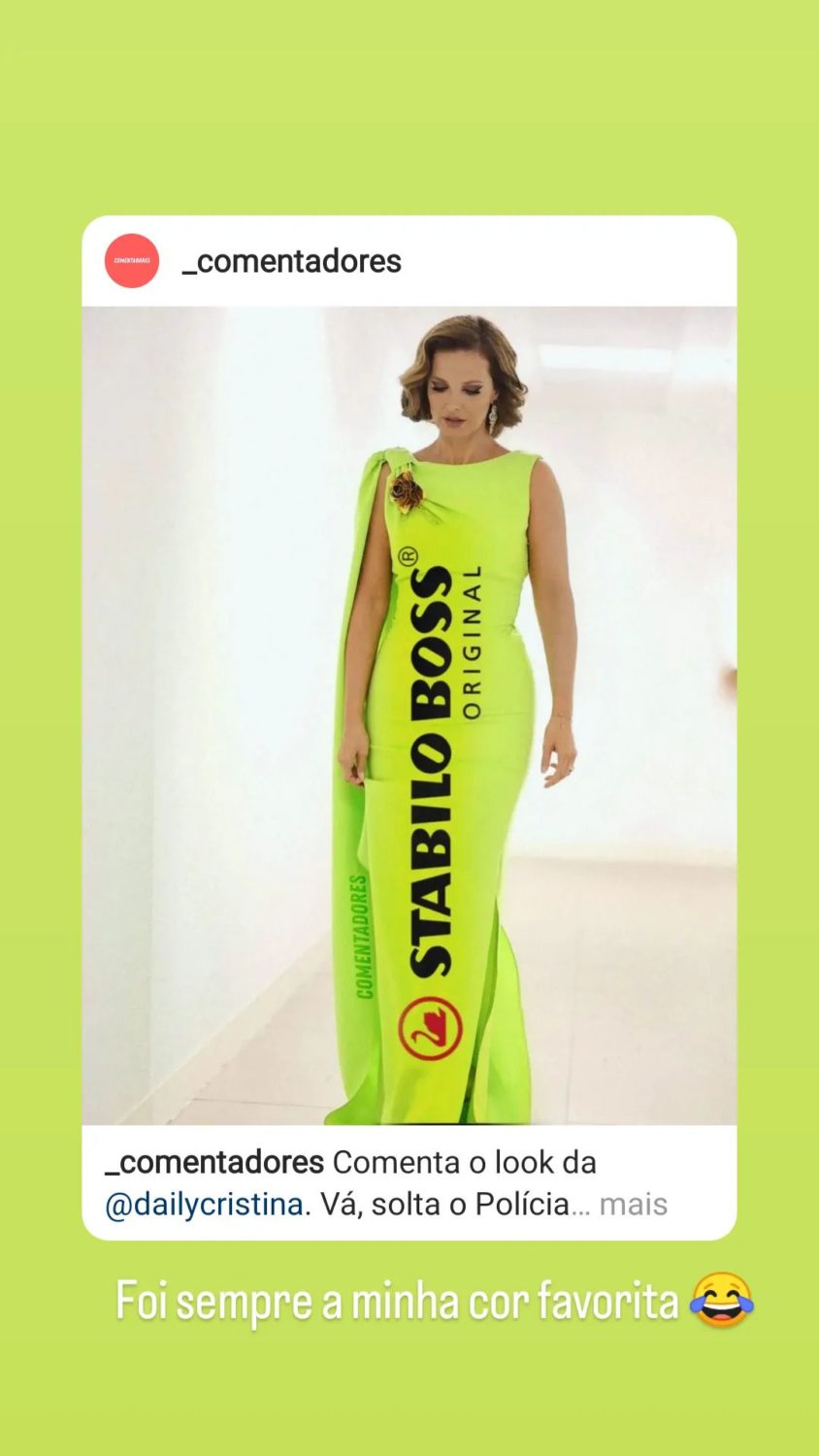 Cristina Ferreira dá &#8220;resposta&#8221; às piadas sobre o vestido &#8220;fluorescente&#8221;: &#8220;Gosto mais de morango&#8230;&#8221;