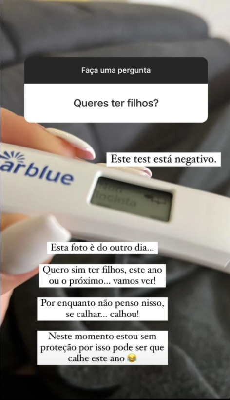 Bebé a caminho? Jéssica Nogueira mostra teste de gravidez e surpreende fãs