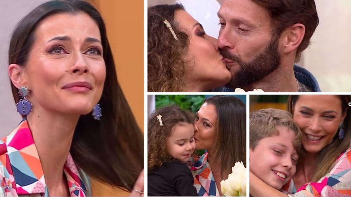 Cláudia Borges em lágrimas com surpresa do marido e dos filhos: &#8220;Parabéns!&#8221;