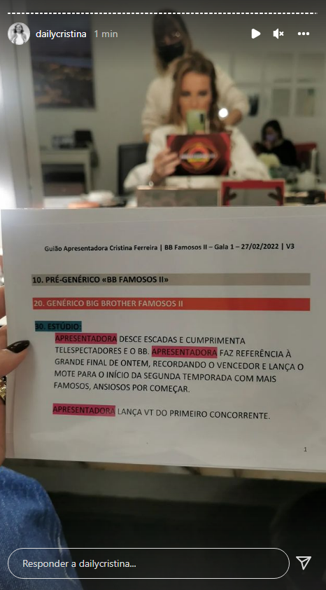 Cristina Ferreira mostra detalhes do guião para a estreia do &#8216;Big Brother&#8217;: &#8220;Famosos ansiosos por começar&#8230;&#8221;