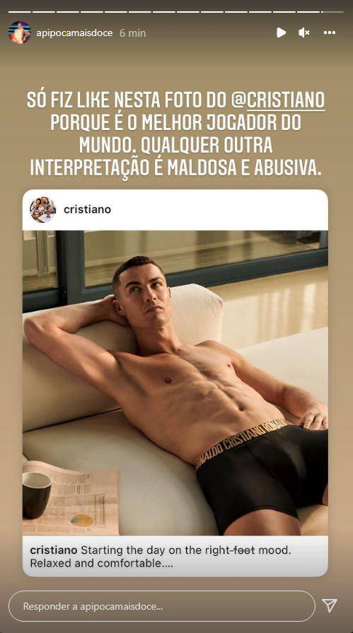 &#8216;Pipoca Mais Doce&#8217; explica &#8216;like&#8217; na fotografia de Cristiano Ronaldo: &#8220;Qualquer outra interpretação é maldosa&#8230;&#8221;