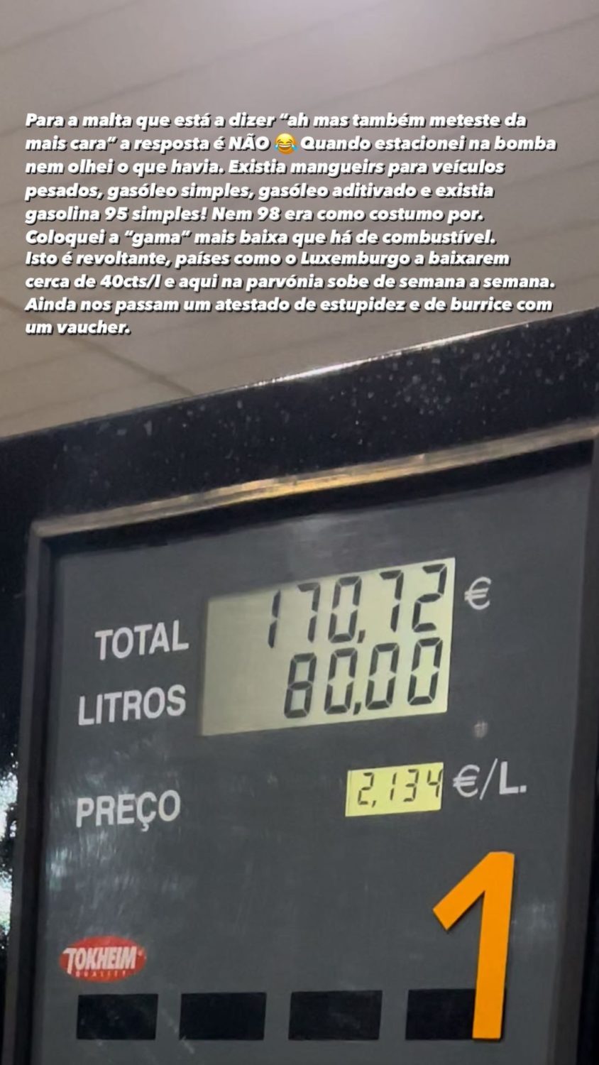 Fernando Daniel revoltado com aumento dos combustíveis: &#8220;Grande Costa! Assim é que é!&#8221;