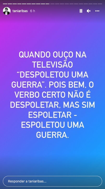Tânia Ribas de Oliveira &#8216;chama a atenção&#8217; para erro de português em TV e faz &#8220;correção&#8221;