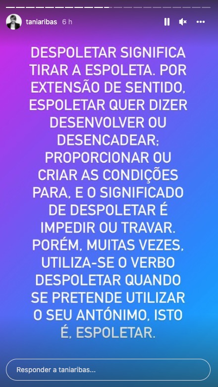 Tânia Ribas de Oliveira &#8216;chama a atenção&#8217; para erro de português em TV e faz &#8220;correção&#8221;